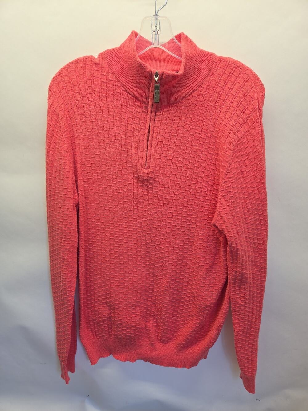 Tasso Elba Pull Over Sweater 1/4 zip Mens Small Coral